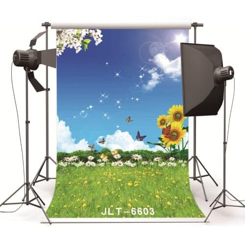 Flowers Field Butterfly Vinyl Photography Background fotografia Computer Printed Children Photography Backdrops for Photo Studio
