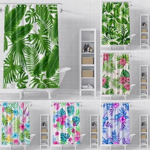 Waterproof Bathroom Curtain Tropical Leaves And Flowers Shower Curtains For Bathroom Waterproof Mildew Proof Shower Curtain