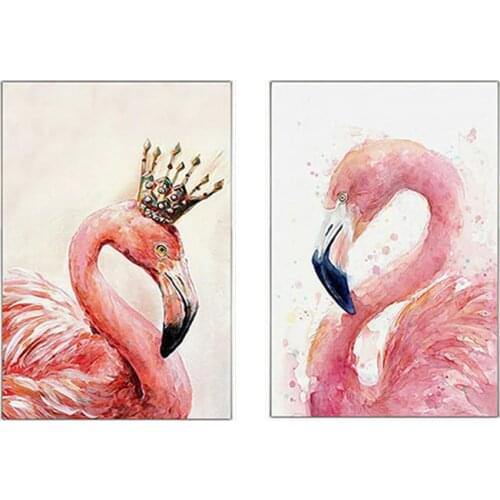 54*74cm Flamingo Cartoon Printed Cross Stitch Needlework,DIY Living Room Decoration,Sets For Embroidery kit Silk & Cotton Thread