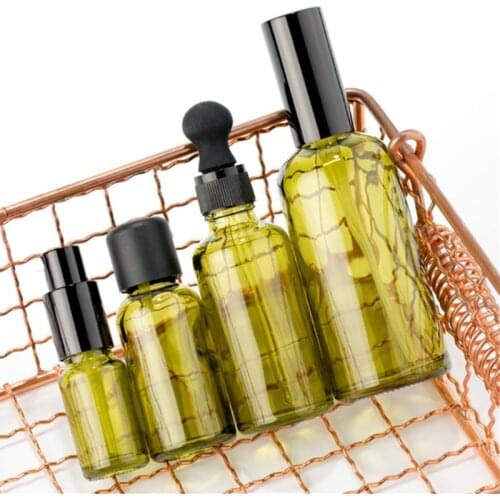 5/10/15/30/50/100ml Green Glass Spray Bottle Lotion Pump Liquid Sprayer Dropper Fine Mist Refillable Bottles Perfume