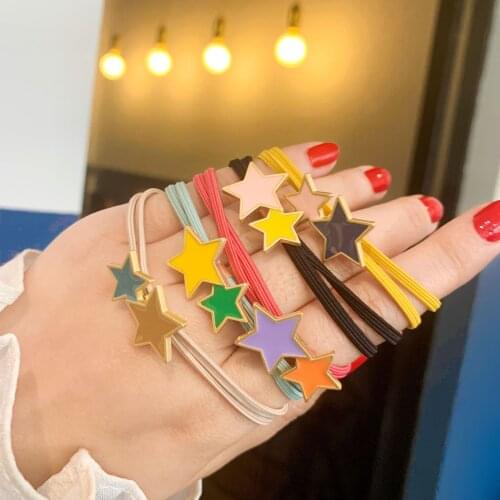 Girl cute simple five-pointed star hair bracelet dual-use head rope jewelry accessories wholesale