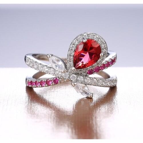 Women Rings Couple Wedding Ring Silver Plated Hollow Geometric Cubic Zirconia Ring Fashion Jewelry Give Girlfriend Birthday Gift