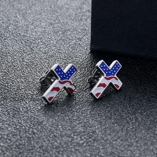 Stainless steel ear stud cross stud earrings for women girl gift