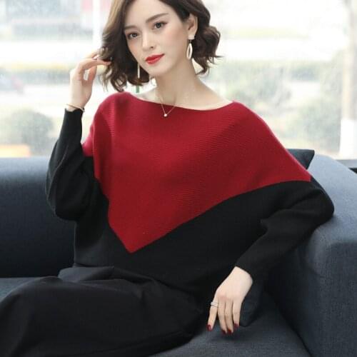 2019 New Casual Sweater Women Contrast Color Spring Autumn Female Pullovers Knitted Sweater Pullovers Long Sleeve Jumper Top 295
