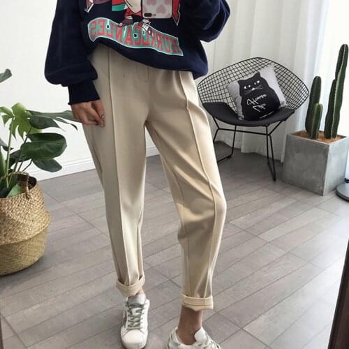 Winter Thicken Women Pencil Pants Plus Size Wool Pants Female Autumn High Waist Loose Trousers Capris Good Fabric