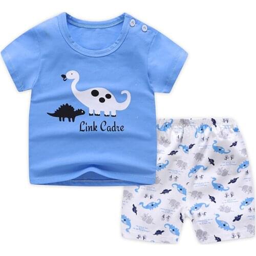 ZWF790 Boys Clothes Set Summer Toddler Baby Clothes Boys Cartoon Tops Print Shorts 2pcs Beach Kids Outfits Sets Child Tracksuit