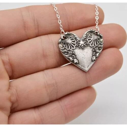 1Pc Vintage New Nautical Wave Heart Pendant Necklace Vintage Long Necklaces Antique Silver Women Girls Beach Jewelry
