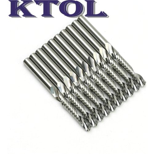 Quality 10pc 3.175x17mm 1 Flute Cutting Tool Bits End Milling Tools Set,Woodworking Carving Cutters on Acryl CNC Router Machine