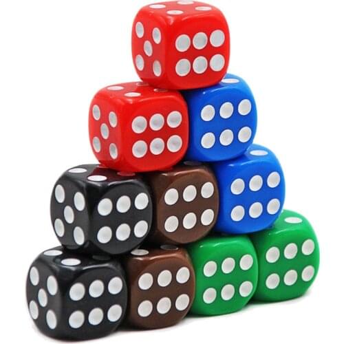 10Pcs High Quality 16mm Multi Color Six Sided Spot D6 Playing Games Dice Set Opaque Dice For Bar Pub Club Party Board Game