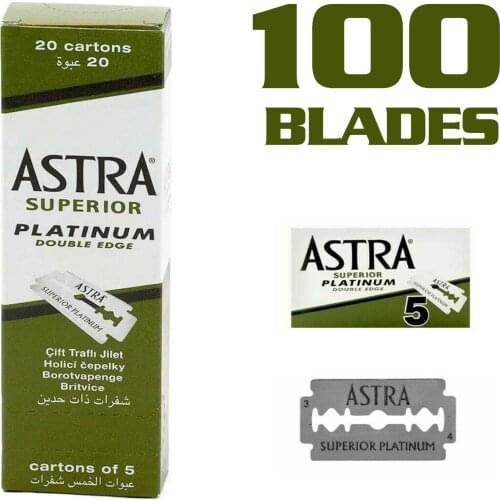 100 pcs Original Astra Superior Platinum Double Edge Shaving Razor Blades