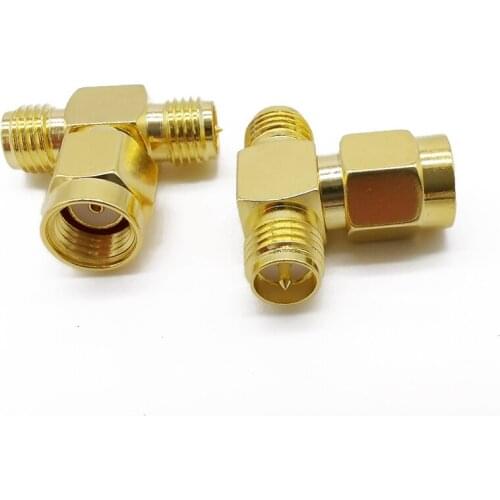 2Pcs SMA RF Adapter RP-Male to Dual RP-Female Male pin T Type Coaxial Connector RP SMA Male to Two RP SMA Female Splitter RPSMA