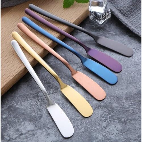 20Sets Stainless Steel Butter Knife Gold Black Rose Gold Cream Knives Cheese Dessert Jam Spreaders Western Cutlery Tool