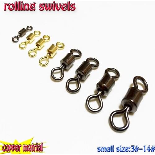 2017 new fishing rolling swives ,copper material,samll size 3#---14# quantity:200pcs/lot