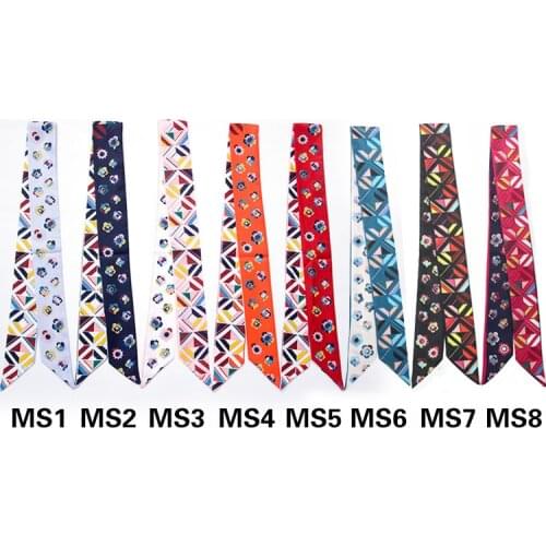 5*100cm New Scarfs for Women Small Flower Print Bag Scarf Silk Women Tie Fashion Belt Head Scarves for Ladies