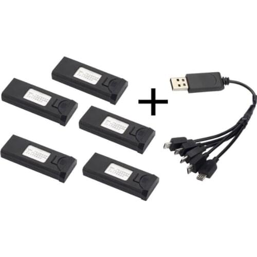 5PCS * 3.7V 900mAh Battery + USB Charger for Visuo XS809 XS809HC XS809HW XS809W RC Quadcopter Spare Parts Accessories