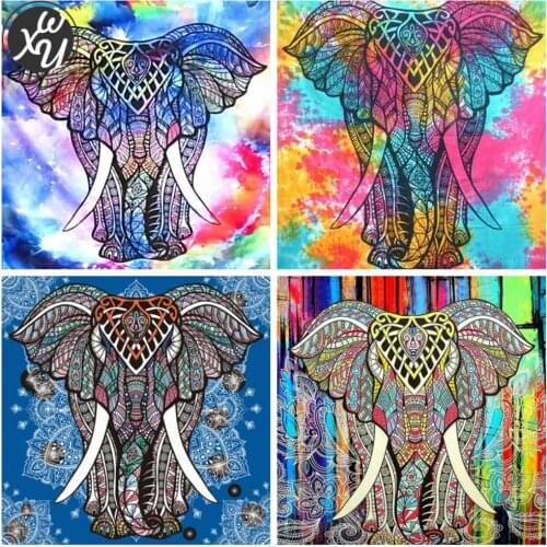 Diamond Painting Colorful Elephant Animal Full Drill Mosaic Cross Stitch Kits Diamond Embroidery Rhinestone for Home Decoration