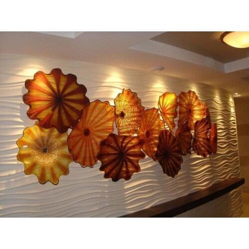 Free Shipping Fancy Blown Murano Glass Wall Plates Flowers Hanging Plates Wall Art