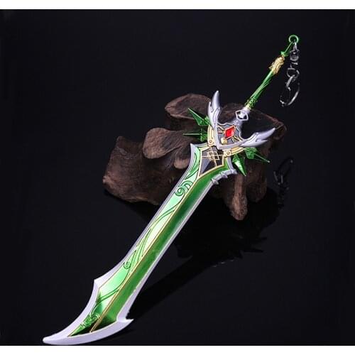 Two-handed Sword Alloy Weapon Model Keychain Pendant 21cm Pendant Cosplay Weapon Decoration Gift Craft Sword Uncut