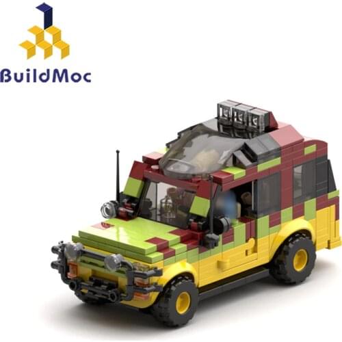 Buildmoc Jurassic-Park World Camper Touring Car Explorer Soldier Building Blocks German Willis antiaircraft gun Bricks Toys Gift
