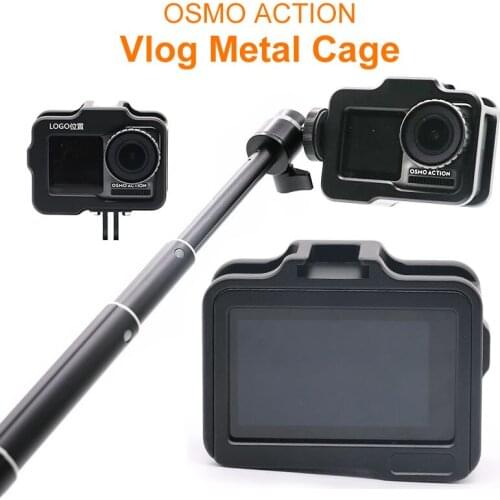 DJI Osmo Action Case Vlog Metal Cage Case with Cold Shoe for Microphone LED Video Light DJI OSMO Action Camera Accessories