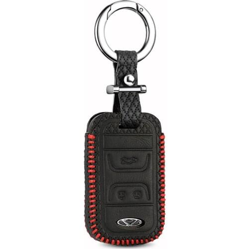 Leather key cover for Chery Tiggo 3 5 Chery ARRIZO 3 7 Chery E3 E5 Bonus 3 Buttons case wallet holder key holder