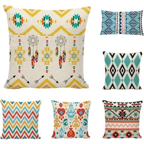 Gifts New American Geometry Cushion Cover Linen Cotton Boho Mandala Home Decorative Sofa Ethnic Style Bohemian Throw Pillow Case