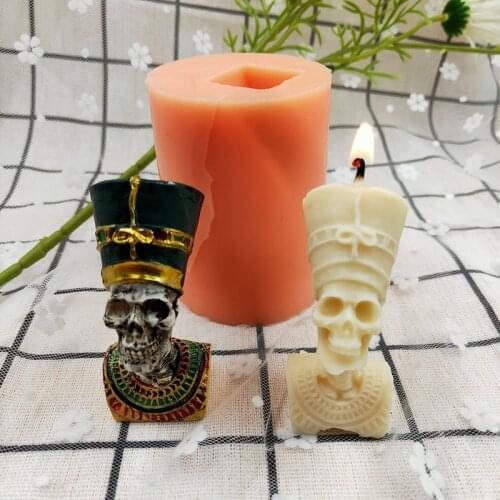 Pharaoh Head Silicone Candle Mold Egyptian Figurine Chocolate Candy Bakeware Moulds