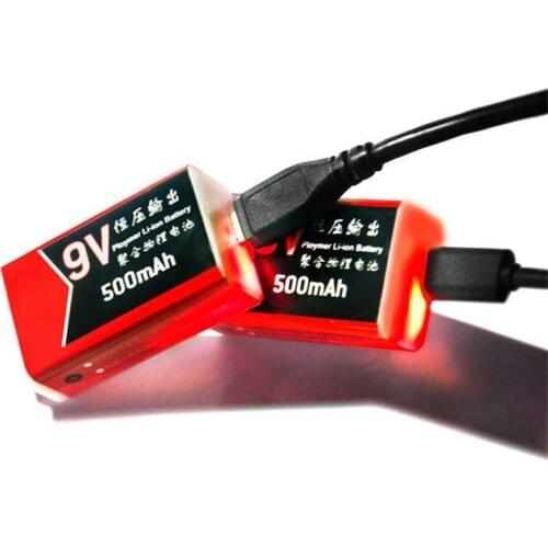 GTF USB 9V 6F22 1000mAh Rechargeable Battery 9V USB 500mAh Lithium Battery for Microphone Remote Control RC Camera Drone Toys