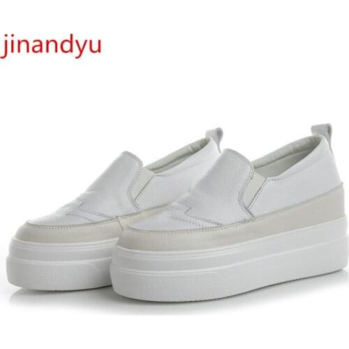 Real Leather Spring Summer Platform Sneakers Hidden Heel Wedges Shoes Woman Heels Black White Sneakers Femme Fashion Trainers