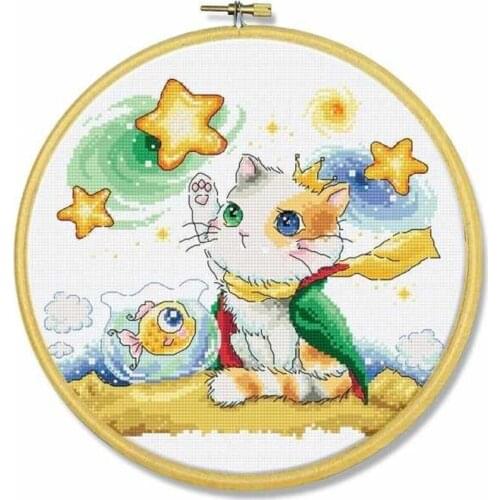 Top Manufacturer Embroidery Cat Prince Easy Cross Stitch Kits for Beginners with 100% Cotton Floss &Free Shipping for Home Decor