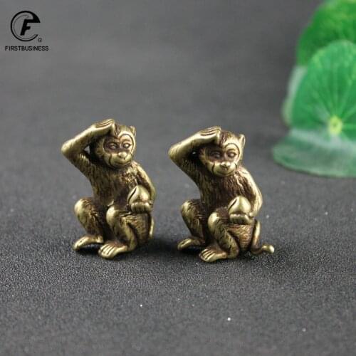 Antique Copper Dragon Monkey Peach Statue Ornaments Cute Monkey Miniatures Figurines Copper Tea Pet Home Office Desk Decorations
