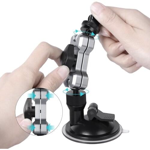 Metal Car Sucker Mount Angles Adjustable Suction Cup Bracket Phone Holder for Pocket2/ GoPro9/Insta360 One R/Fimi Palm