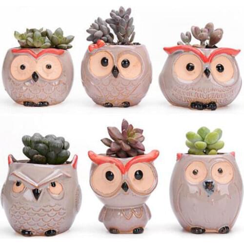 Mini Owl Flowerpot Plant Flower Pot Home Office Decor Planter Succulent Cactus Bonsai Flowerpot Plant Holder Home Garden Decor