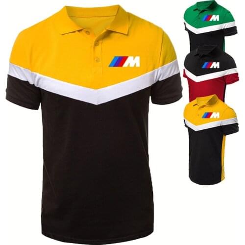 Fashion new Summer Brand Bmw M car logo Printing Mens polo shirt Power high quality cotton V-splicing Mens tops short sleeve
