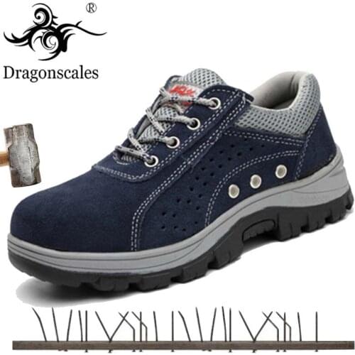 Dragonscales Men Fashion Large Size High Quality Steel Toe Caps Work Safety Shoes Breathable Leather Construction Safety Boots