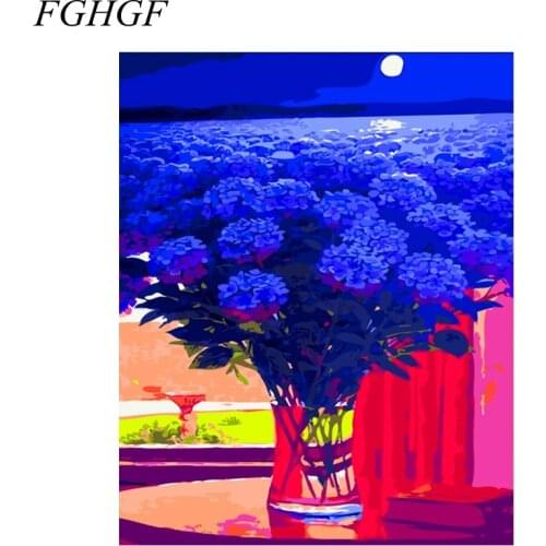 FGHGF Frameless Sun and Flower Diy Digital Painting By Numbers Modern Wall Art Picture Hand Painted Canvas Painting For