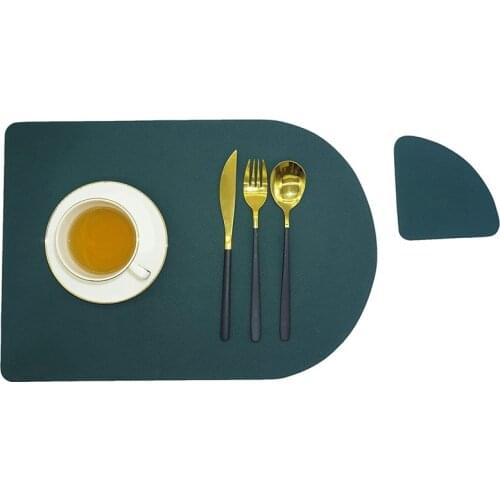 Faux Leather Placemats Set of 4 PU Leather Placemats and Coasters for Dining Table Dual Sided Placemats Heat Resistant