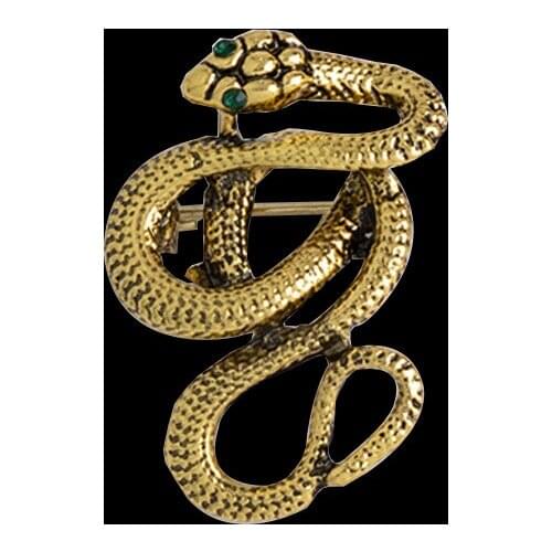 New Vintage Metal Animal Snake Brooch Pin Rhinestone Lapel Pins Mens Shirt Badge Collar Clothing for Women Accessories