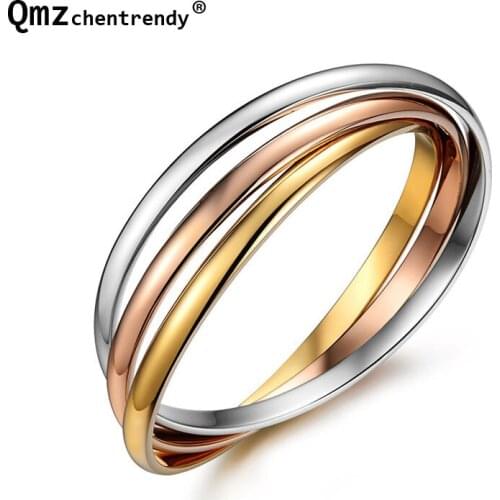 Fashion Top Quality Wholesales Three Ring Bracelets Bangle Golden Rose Stainless Steel Bracelet Bangle Women Hold Fine Jewelry