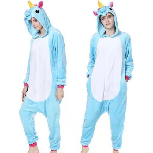 Adult Pajamas Cute Cartoon Purple Unicorn Nightwear Long Sleeve Anime Halloween Cosplay Costume