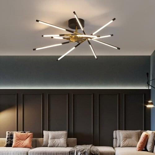 LED Chandelier Lighting Modern for Living Room Dining Kitchen Black Gold Frame Ceiling Pendant Lamp Nordic Bedroom Luminaire