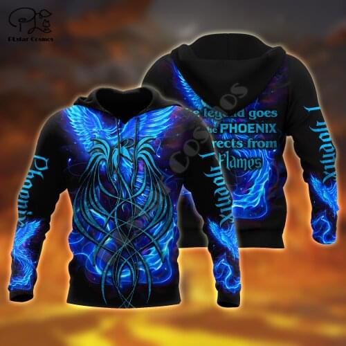 PLstar Cosmos Phoenix Tattoo 3D All Over Printed Hoodies Sweatshirts Zip Hooded For Men And Women Casual Streetwear Style-A6