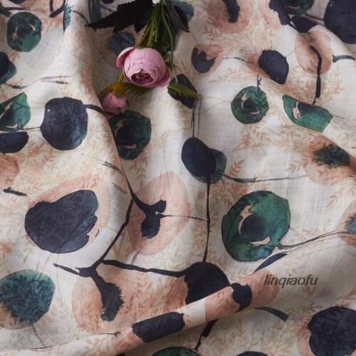 Thin retro print clothing brand fabric High-grade linen fabric