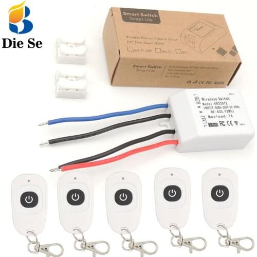 433Mhz Universal Wireless remote control Light Switch AC 110V 220V 7A 1CH RF Relay receiver and Transmitter for Lighting Bulb
