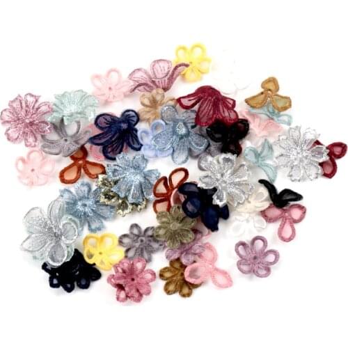 10pcs Beautiful Lace Flower Applique Trim Embroidered Lace Patches Handmade Garment Accessories Decoration Sewing DIY 25-40mm