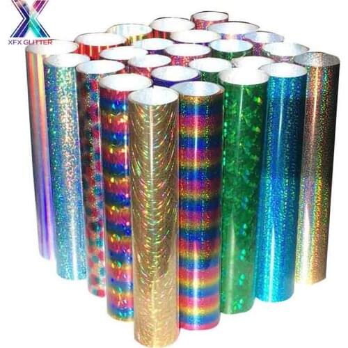 XINFANGXIU HTV Cricut Vinyl 25x150cm Laser Film Multicolor Color PU Heat Transfer Press Machine Tshirt Iron on HTV