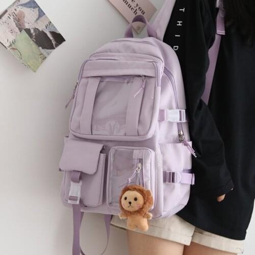 Japanese Solid Color Mens Backpack Women Ins Style Shoulder School Bags for College Girls School 15.6inch Laptop Backpacks 2021