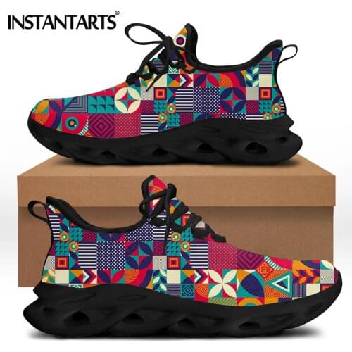 INSTANTARTS Fashion Geometric Patterns Flat Shoes for Women Breathable Light Sneakers Shoes Sport Footwear Comfort scarpe 2021