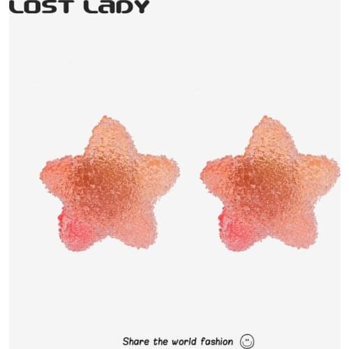 Lost Lady Fashion Ultra-Cute Star Heart Stud Earrings Soft Sweets Style Earrings for Women Girl Modern Female Jewelry Wholesale