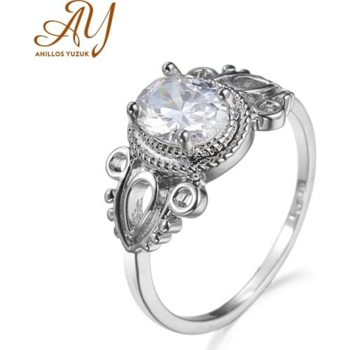 Anillos Yuzuk New Oval CZ Gemstone Rings For Women Engagement Wedding Fine Jewelry Aneis De Prata Bijoux Femme Love Gift